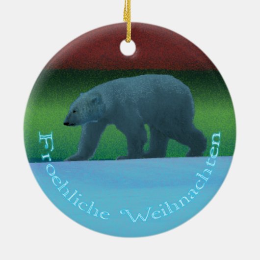 Froehliche Weihnachten - Polar Lights Polar Bear Keramik Ornament (Hinten)