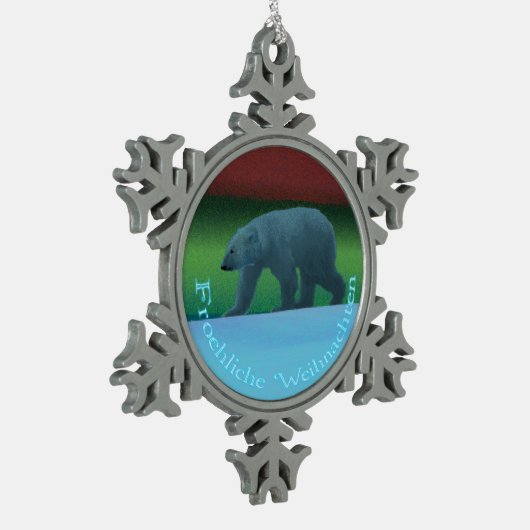 Froehliche Weihnachten - Polar Lights Polar Bear Schneeflocken Zinn-Ornament (Links)