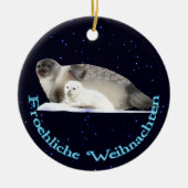 Froehliche Weihnachten - Ringed Siegel Keramikornament (Vorne)