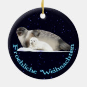 Froehliche Weihnachten - Ringed Siegel Keramikornament (Hinten)