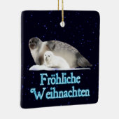 Froehliche Weihnachten - Ringed Siegel Keramikornament (Rechts)