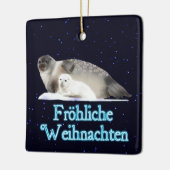 Froehliche Weihnachten - Ringed Siegel Keramikornament (Links)