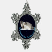 Froehliche Weihnachten - Ringed Siegel Schneeflocken Zinn-Ornament (Links)