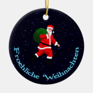 Froehliche Weihnachten - Santa Claus Keramik Ornament