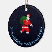 Froehliche Weihnachten - Santa Claus Keramik Ornament (Links)