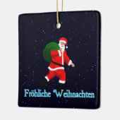 Froehliche Weihnachten - Santa Claus Keramikornament (Links)