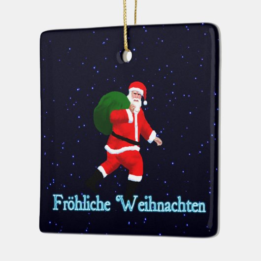 Froehliche Weihnachten - Santa Claus Keramikornament (Links)
