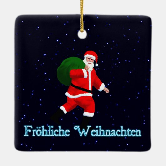 Froehliche Weihnachten - Santa Claus Keramikornament (Rückseite)