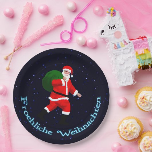 Froehliche Weihnachten - Santa Claus Pappteller (Party)