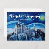 Froehliche Weihnachten Winter Märchenschloss Postkarte (Vorne/Hinten)
