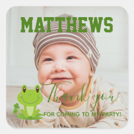 Frog 1. Geburtstag Vielen Dank Foto Party Square S Quadratischer Aufkleber