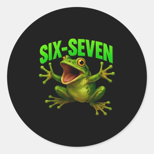 Frog 67 Meme Six Seven Funny Gen Alpha  Runder Aufkleber (Vorderseite)