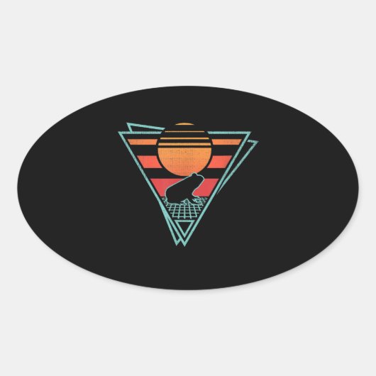 Frog 80er EDM Synthwave-Geschenk Ovaler Aufkleber (Vorderseite)