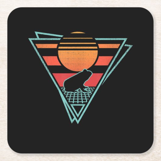 Frog 80er EDM Synthwave-Geschenk Rechteckiger Pappuntersetzer (Vorderseite)