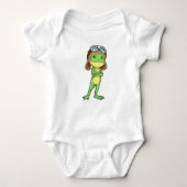 Frog als Pilot mit Hut und Brille Baby Strampler (Vorderseite)