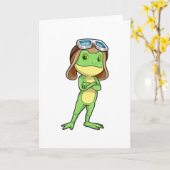 Frog als Pilot mit Hut und Brille Karte (Gelbe Blume)
