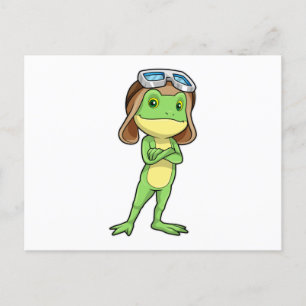 Frog als Pilot mit Hut und Brille Postkarte