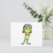 Frog als Pilot mit Hut und Brille Postkarte (Stehend Vorderseite)