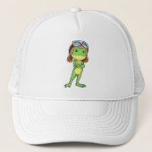 Frog als Pilot mit Hut und Brille Truckerkappe (Vorderseite)