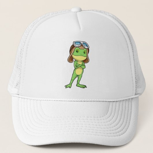 Frog als Pilot mit Hut und Brille Truckerkappe (Vorderseite)