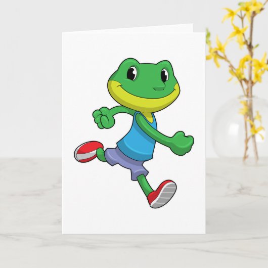 Frog als Runner beim Laufen Karte (Gelbe Blume)