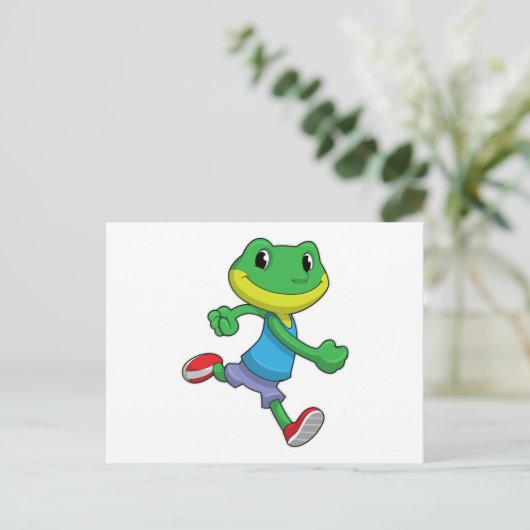 Frog als Runner beim Laufen Postkarte (Stehend Vorderseite)