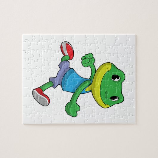 Frog als Runner beim Laufen Puzzle (Horizontal)