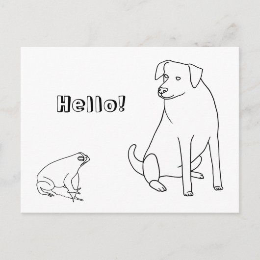 Frog and Dog, Hello, Coloring Postcards 2 Postkarte (Vorderseite)