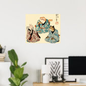 Frog and Tiger Playing a Comical Ken Game Poster (Heimbüro)