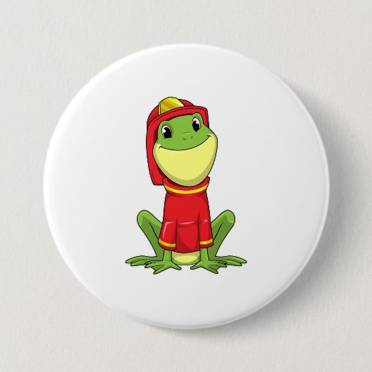Frog as Firefighter with Helmet Button (Vorderseite)