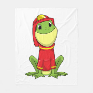 Frog as Firefighter with Helmet Fleecedecke