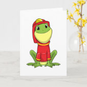 Frog as Firefighter with Helmet Karte (Gelbe Blume)