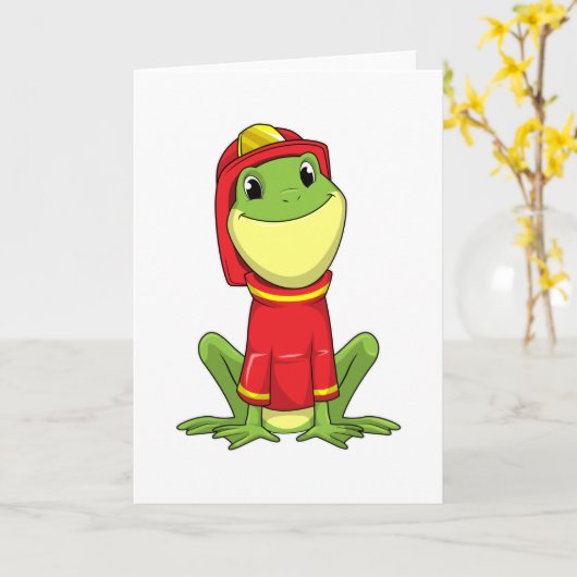 Frog as Firefighter with Helmet Karte (Gelbe Blume)