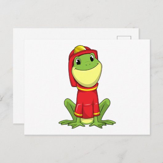 Frog as Firefighter with Helmet Postkarte (Vorne/Hinten)