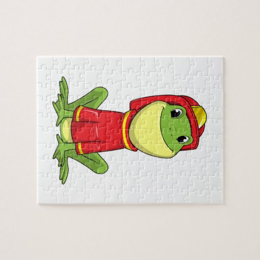 Frog as Firefighter with Helmet Puzzle (Horizontal)
