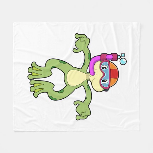 Frog at Diving with Snorkel Fleecedecke (Vorderseite (Horizontal))