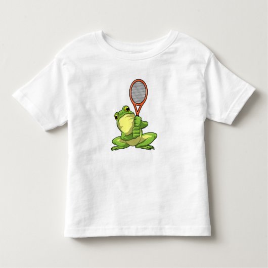 Frog at Tennis with Tennis racket Kleinkind T-shirt (Vorderseite)