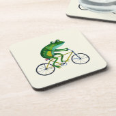 Frog auf dem Fahrrad Getränkeuntersetzer (Linke Seite)