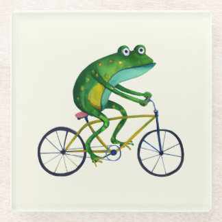 Frog auf dem Fahrrad Glasuntersetzer