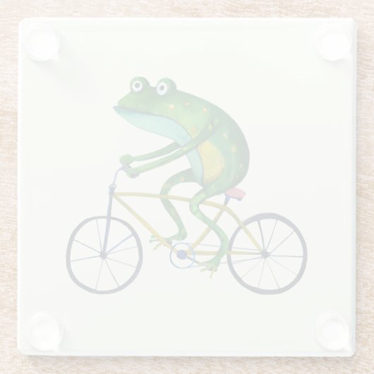Frog auf dem Fahrrad Glasuntersetzer (Rückseite)