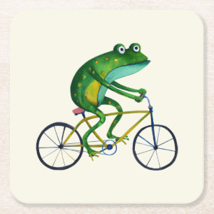 Frog auf dem Fahrrad Rechteckiger Pappuntersetzer