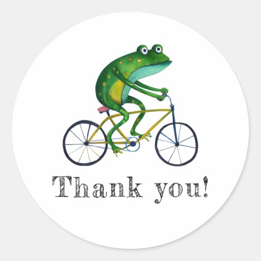 Frog auf dem Fahrrad Runder Aufkleber (Vorderseite)