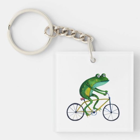 Frog auf dem Fahrrad Schlüsselanhänger (Vorderseite)
