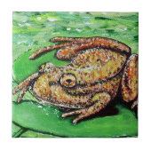 Frog auf einem Lily Pad Gemälde Fliese (Vorderseite)