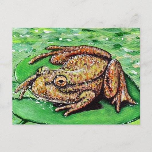 Frog auf einem Lily Pad Gemälde Postkarte (Vorderseite)