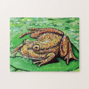 Frog auf einem Lily Pad Gemälde Puzzle