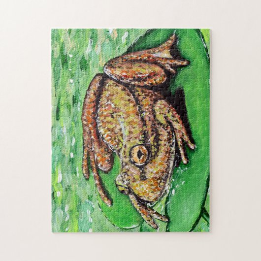 Frog auf einem Lily Pad Gemälde Puzzle (Vertikal)