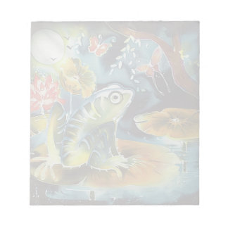 Frog auf einem Lily Pad im Mondlicht Art Malerei Notizblock