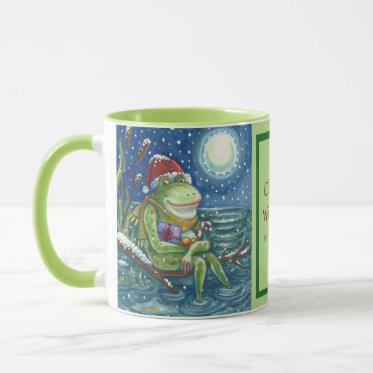 FROG AUF EINEM LOG, CHARMY CHRISTMAS BULLFROG TASS TASSE (Links)
