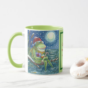 FROG AUF EINEM LOG, CHARMY CHRISTMAS BULLFROG TASS TASSE